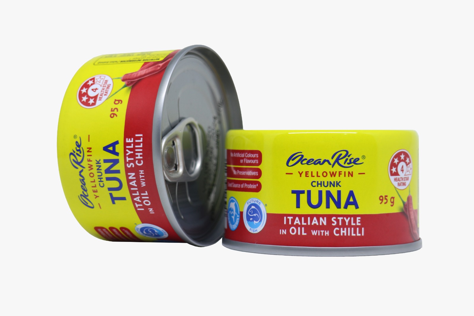 Tuna in Oil with Chilli — Contoh varian tuna dalam minyak dengan cabai, kemasan 95 g.